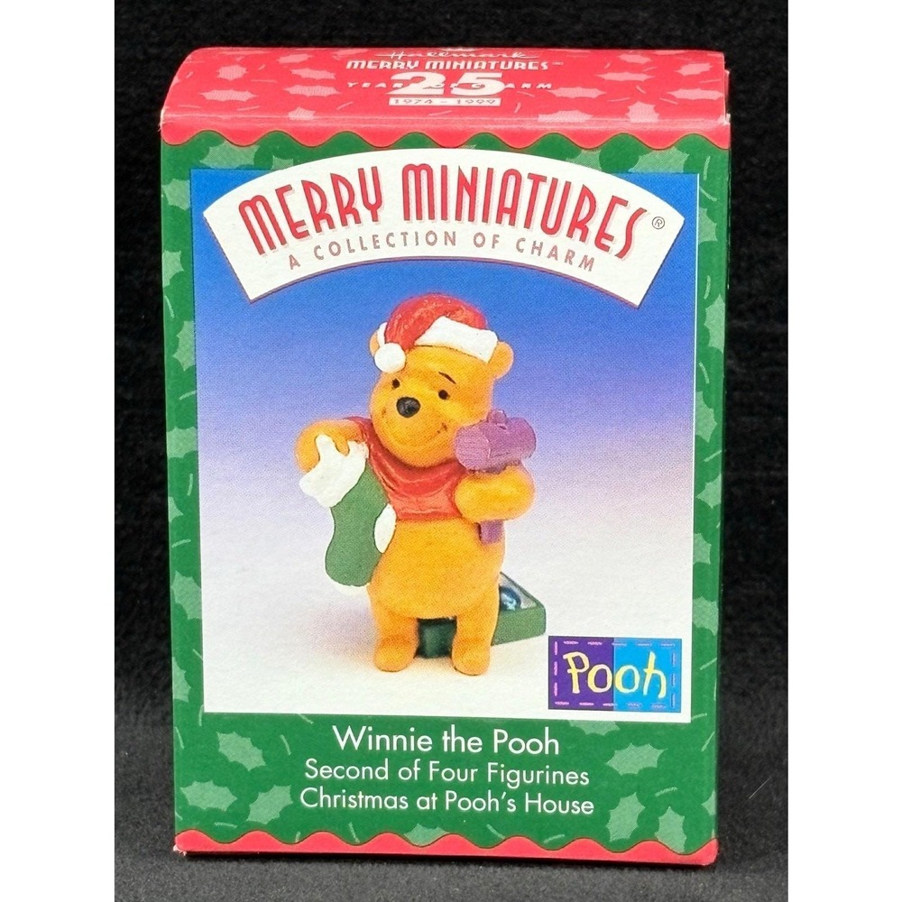 Vtg 1999 Hallmark Merry Miniatures Pooh Christmas at Poohs House Collection #2